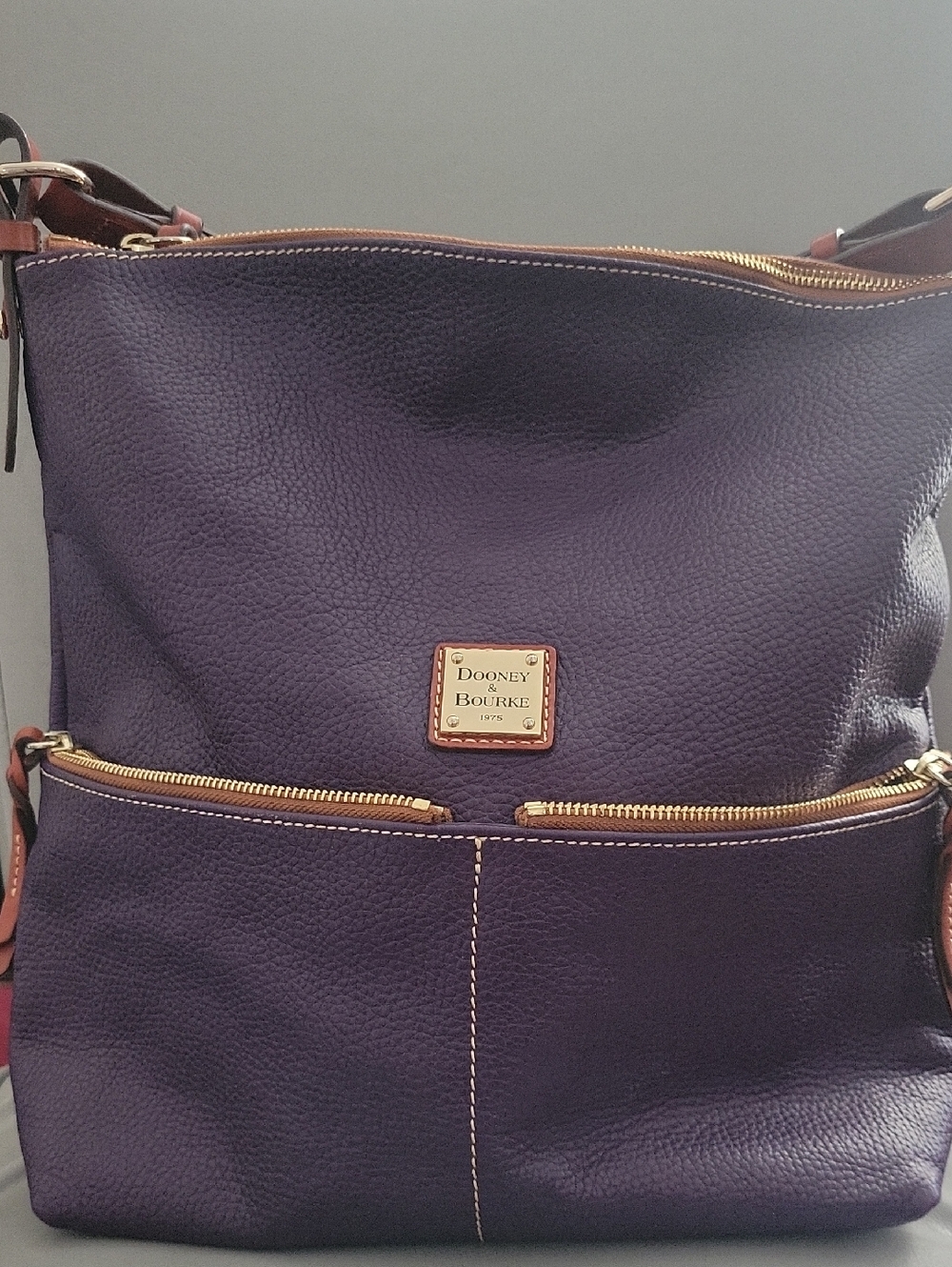 Dooney & Bourke Plum Pebbled Leather Shoulder Bag